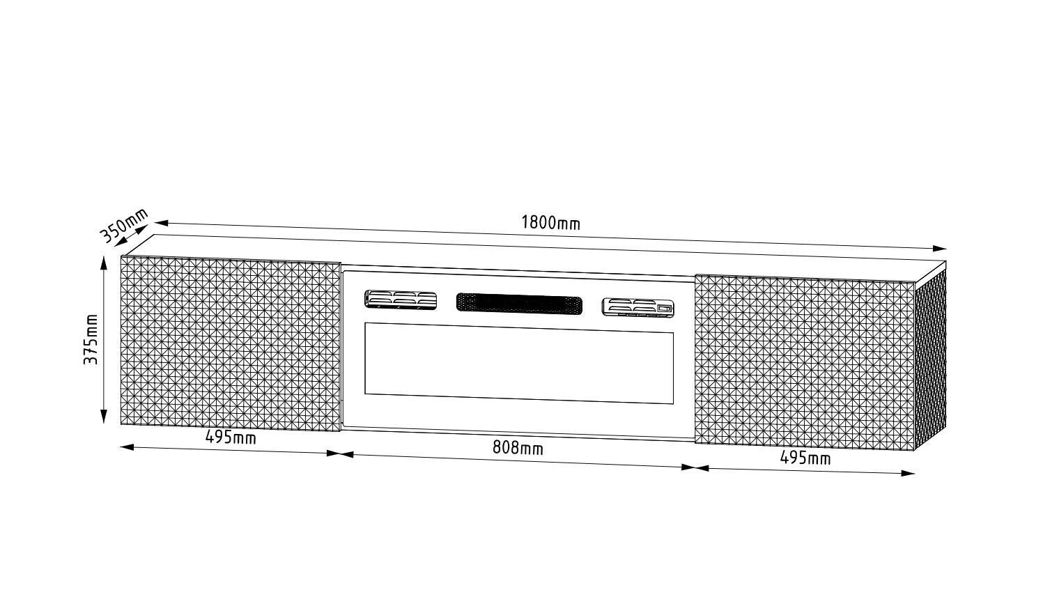 Tv-taso Carbon FURNLUX CLASSIC, 180x35x38 cm, valkoinen hinta ja tiedot | TV-tasot | hobbyhall.fi