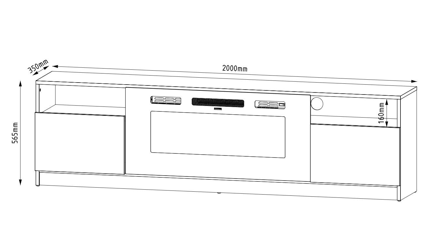 Tv-taso York FURNLUX CLASSIC, 200x35x57 cm, musta hinta ja tiedot | TV-tasot | hobbyhall.fi