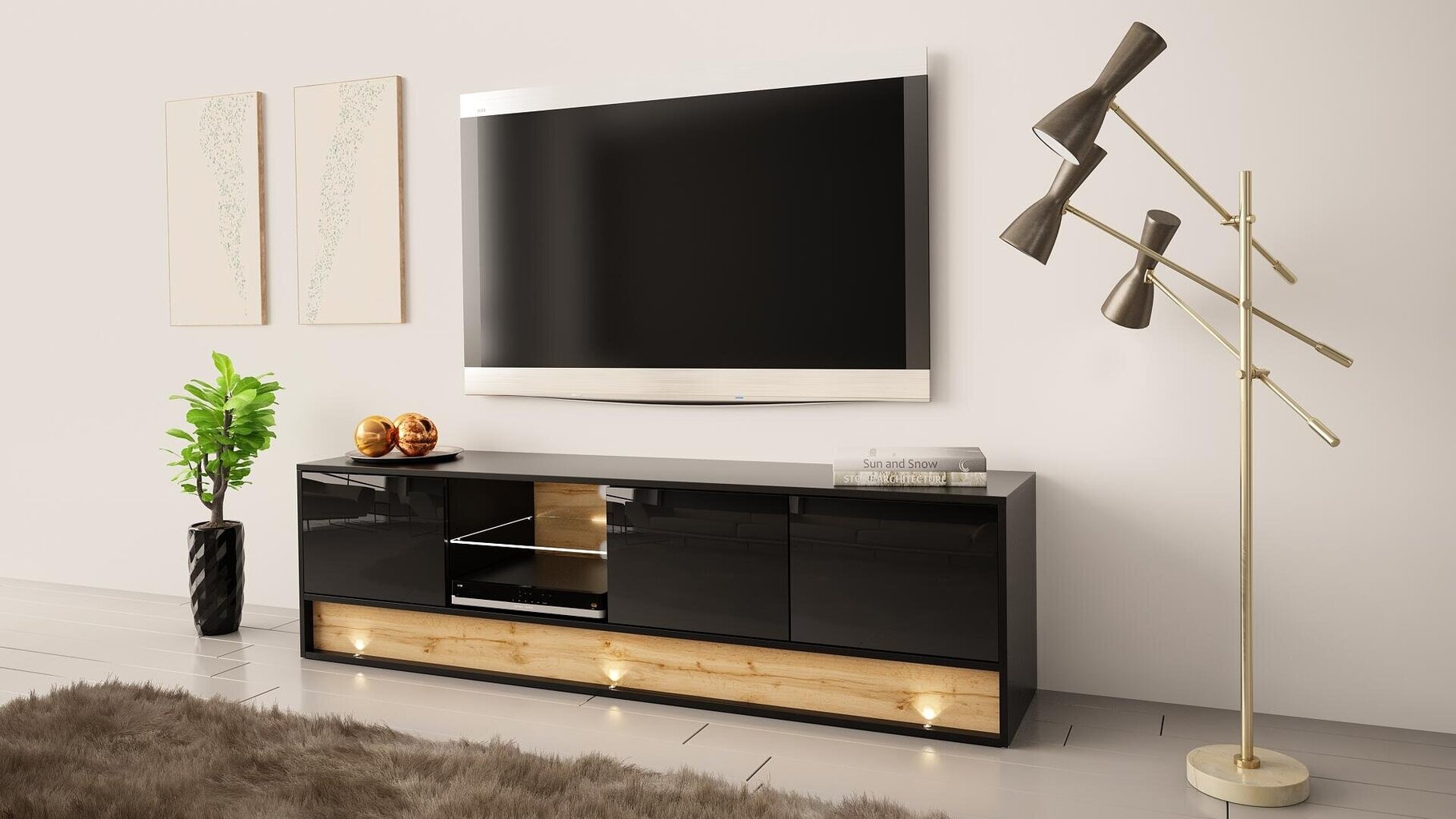 Tv-taso Vision FURNLUX CLASSIC, 180x40x50 cm, musta hinta ja tiedot | TV-tasot | hobbyhall.fi