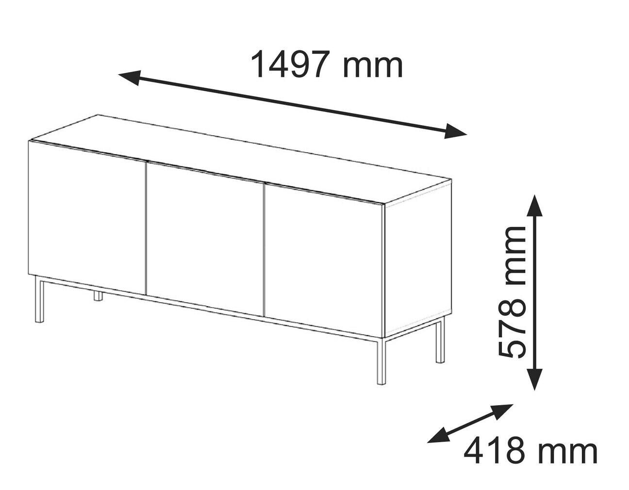 Tv-taso Ravenna B FURNLUX CLASSIC, 150x42x58 cm, musta hinta ja tiedot | TV-tasot | hobbyhall.fi