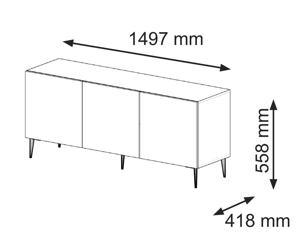 Tv-taso Ravenna B FURNLUX CLASSIC, 150x42x56 cm, valkoinen hinta ja tiedot | TV-tasot | hobbyhall.fi