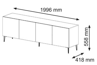 Tv-taso Ravenna B FURNLUX CLASSIC, 200x42x56 cm, musta hinta ja tiedot | TV-tasot | hobbyhall.fi