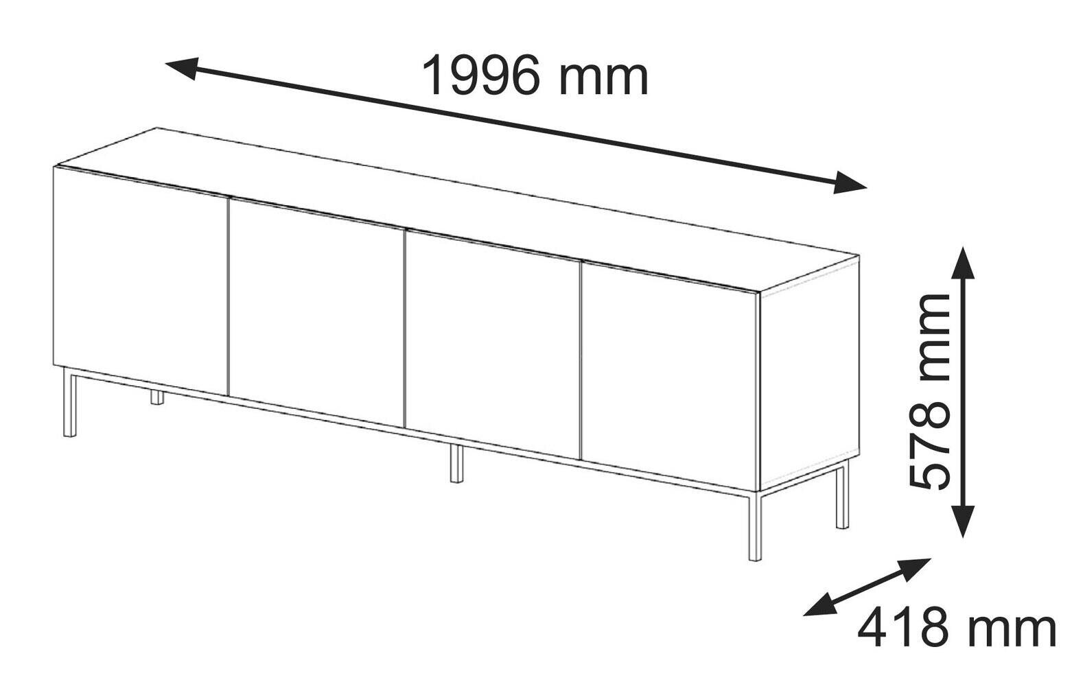 Tv-taso Ravenna B FURNLUX CLASSIC, 200x42x58 cm, musta hinta ja tiedot | TV-tasot | hobbyhall.fi