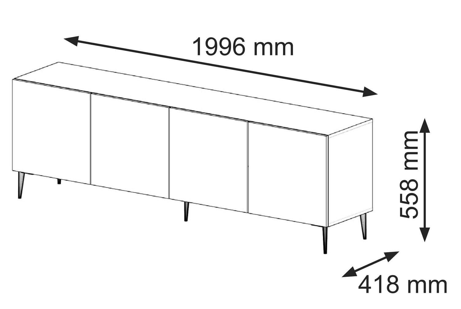 Tv-taso Ravenna B FURNLUX CLASSIC, 200x42x56 cm, valkoinen hinta ja tiedot | TV-tasot | hobbyhall.fi