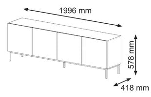 Tv-taso Ravenna C FURNLUX CLASSIC, 200x42x58 cm, musta hinta ja tiedot | TV-tasot | hobbyhall.fi