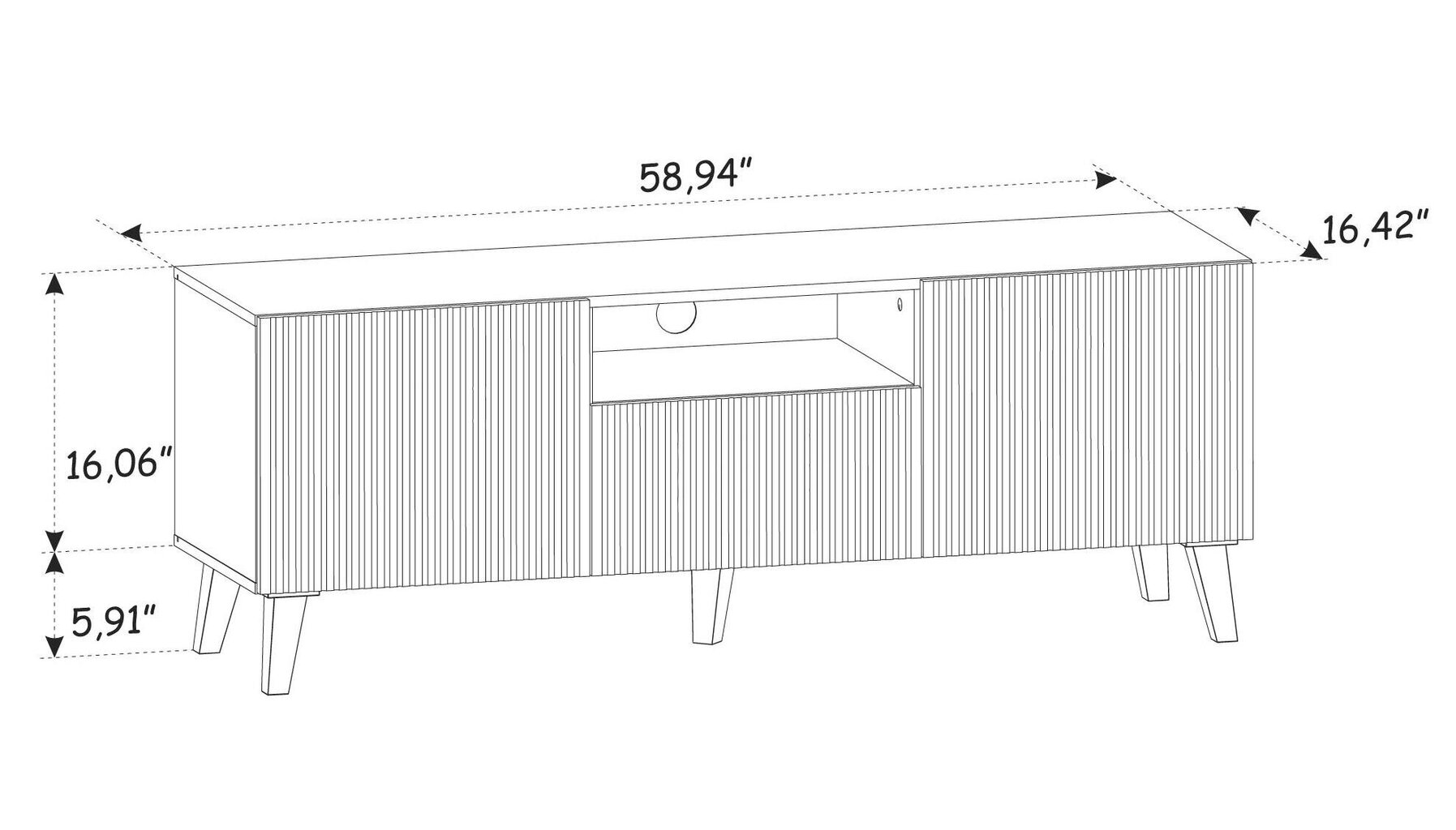 Tv-taso Ravenna P FURNLUX CLASSIC, 150x42x56 cm, musta hinta ja tiedot | TV-tasot | hobbyhall.fi