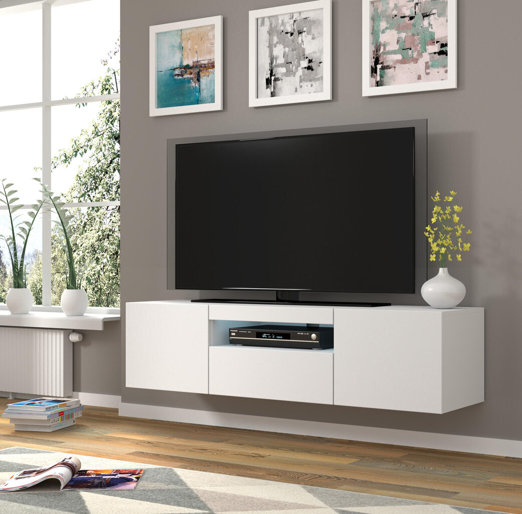 Tv-taso Aura FURNLUX CLASSIC, 150x37x42 cm, valkoinen hinta ja tiedot | TV-tasot | hobbyhall.fi