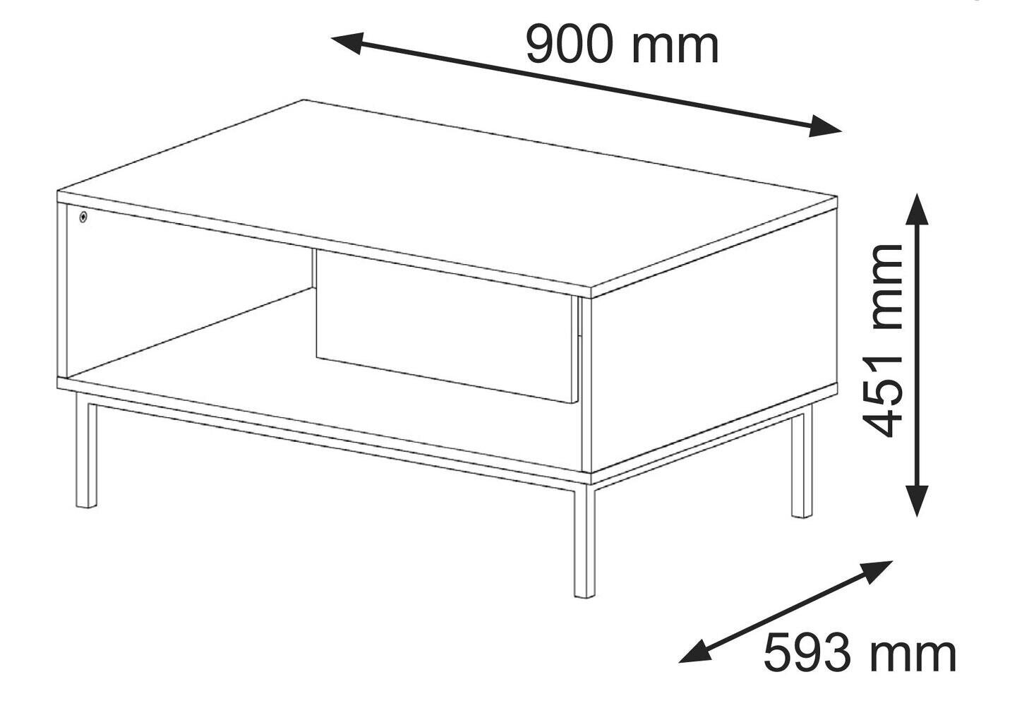 Sohvapöytä Ravenna B FURNLUX CLASSIC, 90x60x45 cm, musta hinta ja tiedot | Sohvapöydät | hobbyhall.fi