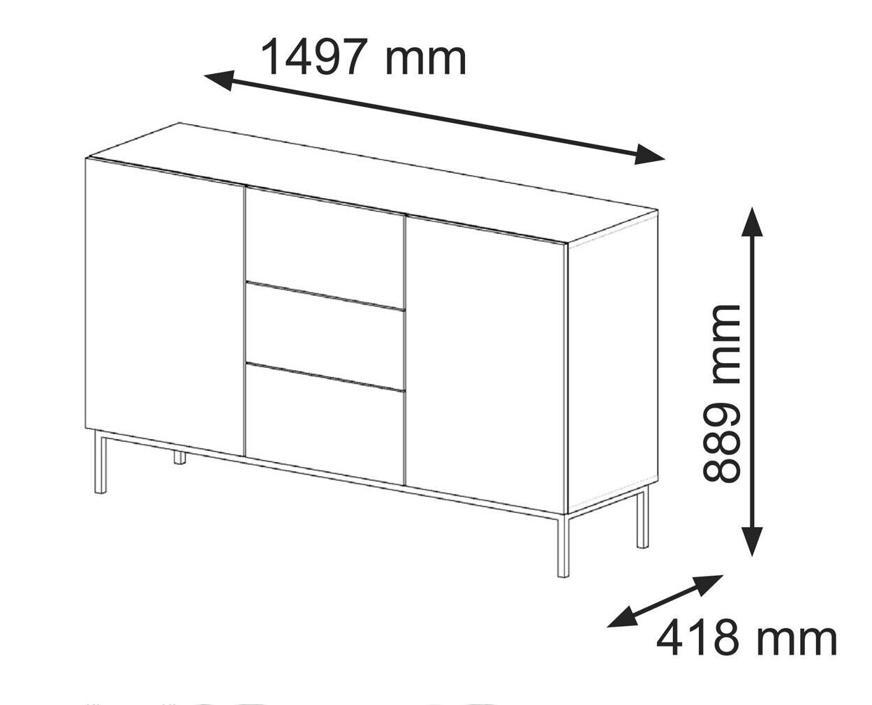 Senkki Ravenna B FURNLUX CLASSIC, 150x42x89 cm, musta hinta ja tiedot | Olohuoneen kaapit ja lipastot | hobbyhall.fi