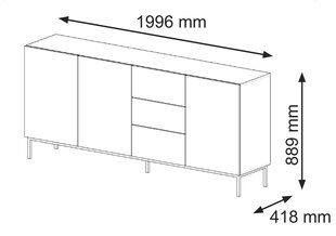 Senkki Ravenna B FURNLUX CLASSIC, 200x42x89 cm, musta hinta ja tiedot | Olohuoneen kaapit ja lipastot | hobbyhall.fi