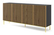 Senkki Ravenna F FURNLUX CLASSIC, 200x42x87 cm, musta hinta ja tiedot | Olohuoneen kaapit ja lipastot | hobbyhall.fi