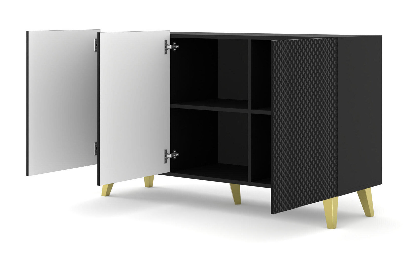 Senkki Ravenna Pc FURNLUX CLASSIC, 150x42x87 cm, musta hinta ja tiedot | Olohuoneen kaapit ja lipastot | hobbyhall.fi