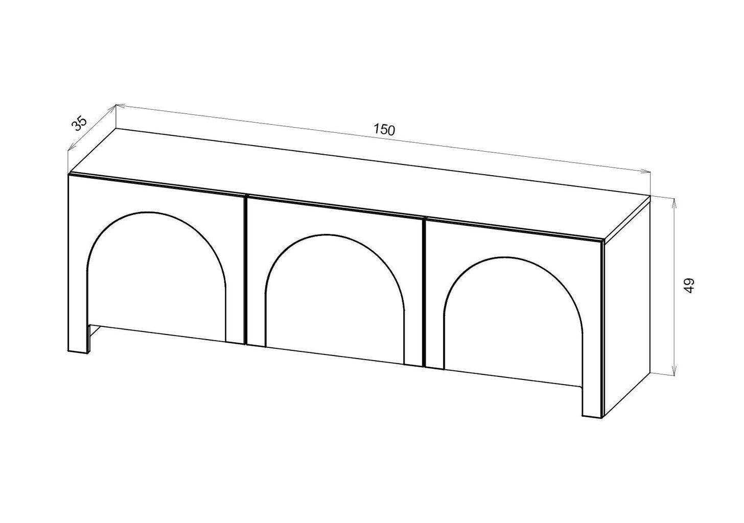 Tv-taso Arco FURNLUX CLASSIC, 150x35x49 cm, valkoinen hinta ja tiedot | TV-tasot | hobbyhall.fi