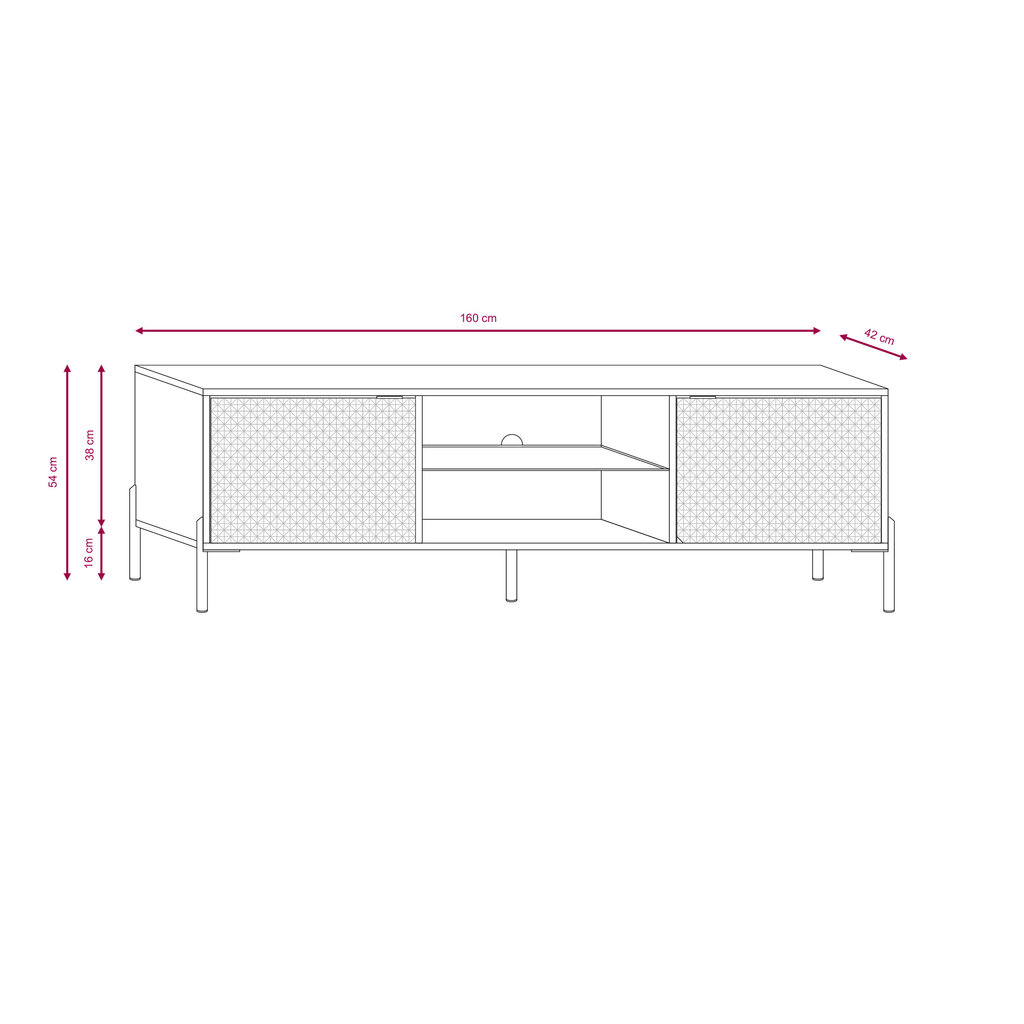 Tv-taso Diamo FURNLUX CLASSIC, 162x42x54 cm, valkoinen hinta ja tiedot | TV-tasot | hobbyhall.fi