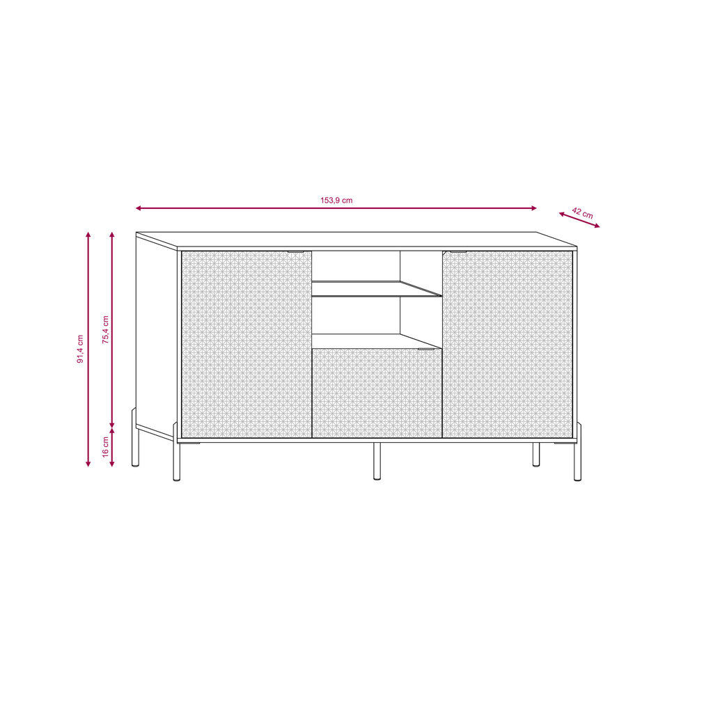 Senkki Diamo FURNLUX CLASSIC, 156x42x91 cm, valkoinen hinta ja tiedot | Olohuoneen kaapit ja lipastot | hobbyhall.fi