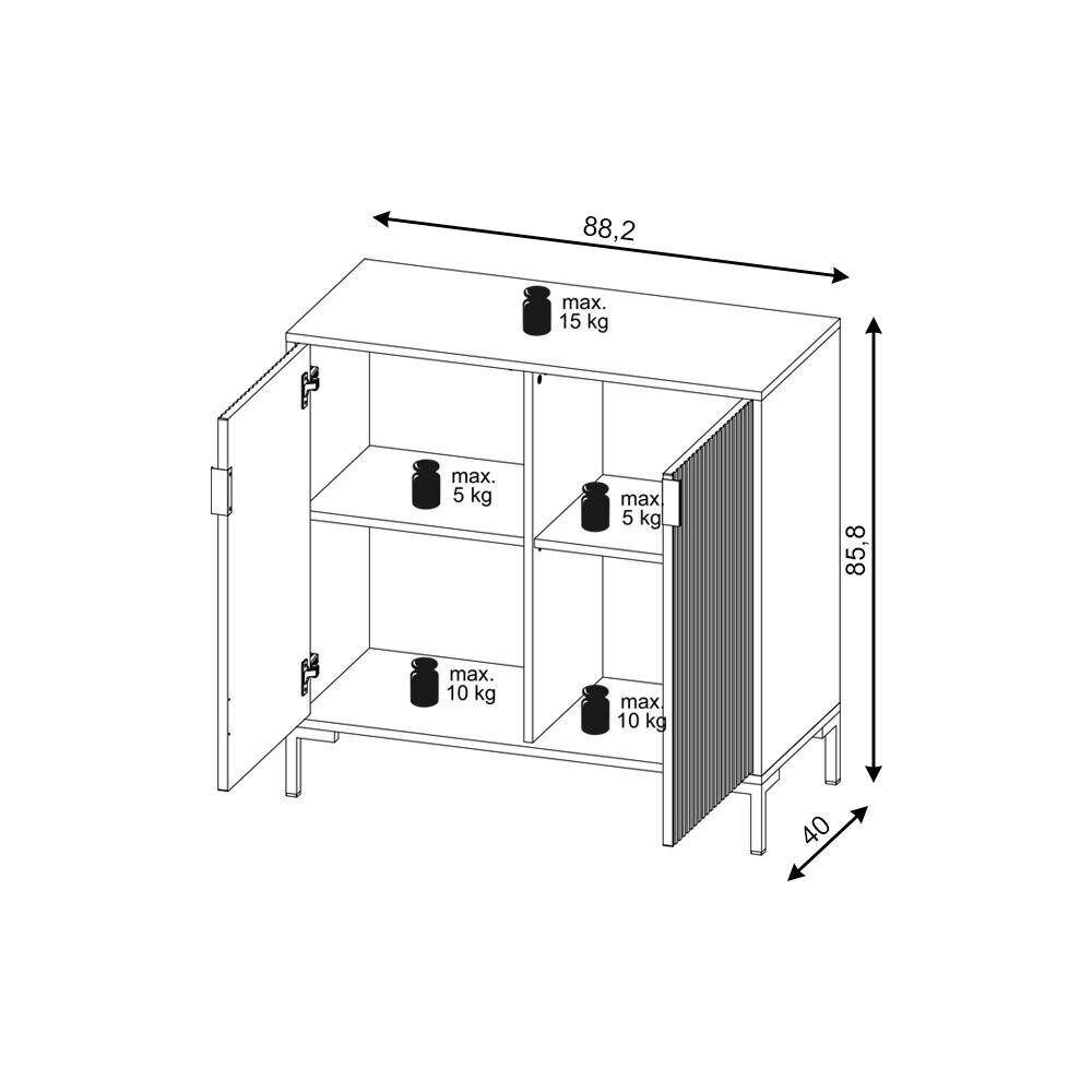 Senkki Flinn FURNLUX CLASSIC, 88x40x86 cm, musta hinta ja tiedot | Olohuoneen kaapit ja lipastot | hobbyhall.fi