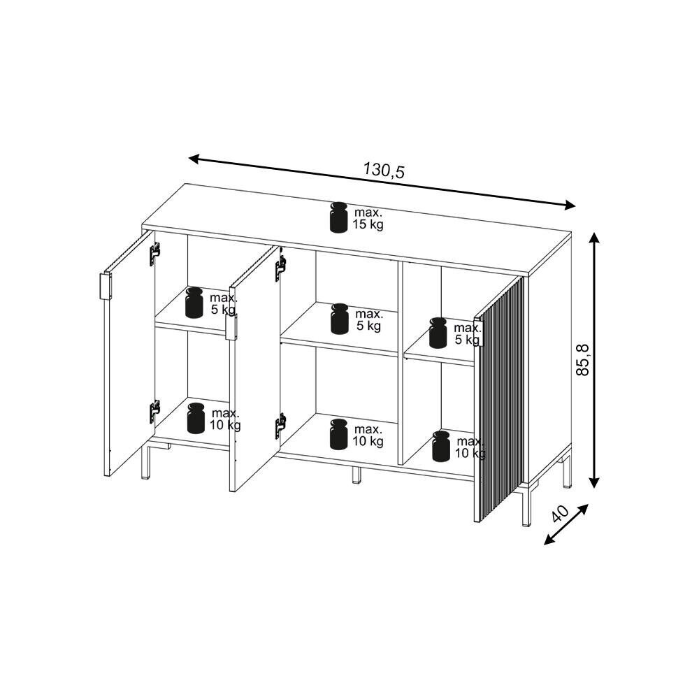 Senkki Flinn FURNLUX CLASSIC, 130x40x86 cm, musta hinta ja tiedot | Olohuoneen kaapit ja lipastot | hobbyhall.fi