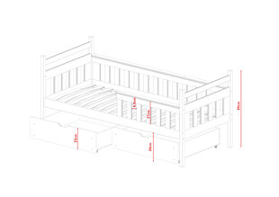 Lastensänky Emma FURNLUX CLASSIC, 88x188x85 cm, harmaa hinta ja tiedot | Lastensängyt | hobbyhall.fi