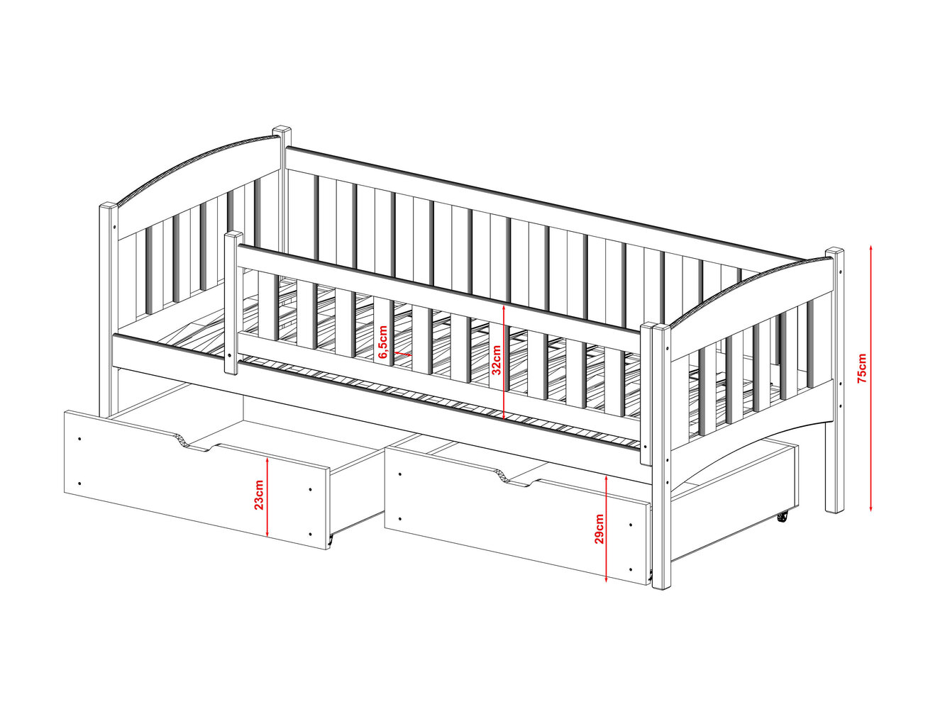 Lastensänky Gucio FURNLUX CLASSIC, 88x168x75 cm, valkoinen hinta ja tiedot | Lastensängyt | hobbyhall.fi