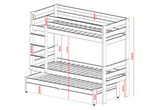 Kerrossänky Lessi FURNLUX CLASSIC, 88x188x163 cm, harmaa hinta ja tiedot | Sängyt | hobbyhall.fi