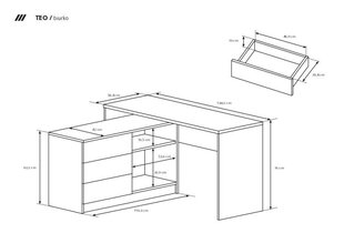 Pöytä Teo FURNLUX CLASSIC, 139x51x76 cm, grafiitti hinta ja tiedot | Puutarhapenkit | hobbyhall.fi