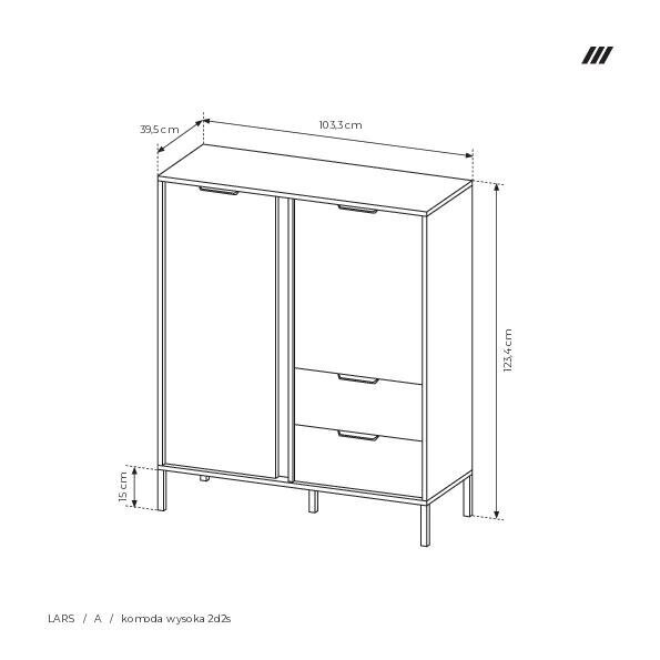 Lipasto Lars FURNLUX CLASSIC, 104x40x124 cm, musta hinta ja tiedot | Lipastot | hobbyhall.fi