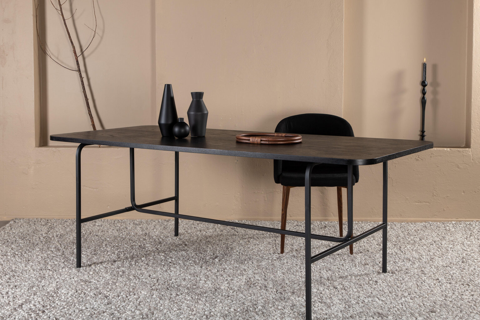 Ruokapöytä Uno FURNLUX CLASSIC, 90x200x74 cm, musta hinta ja tiedot | Ruokapöydät | hobbyhall.fi