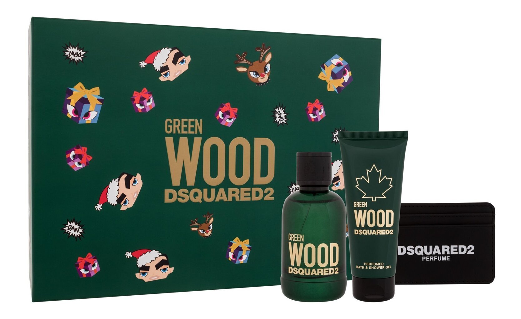 Dsquared2 Green Wood -lahjapakkaus miehelle: EDT-tuoksu 100 ml + suihkugeeli 100 ml + korttikotelo hinta ja tiedot | Miesten hajuvedet | hobbyhall.fi