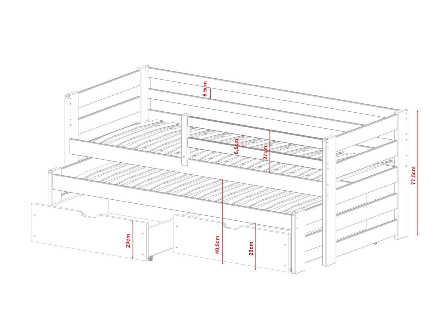 Lastensänky Senso FURNLUX CLASSIC, 88x168x78 cm, grafiitti hinta ja tiedot | Lastensängyt | hobbyhall.fi