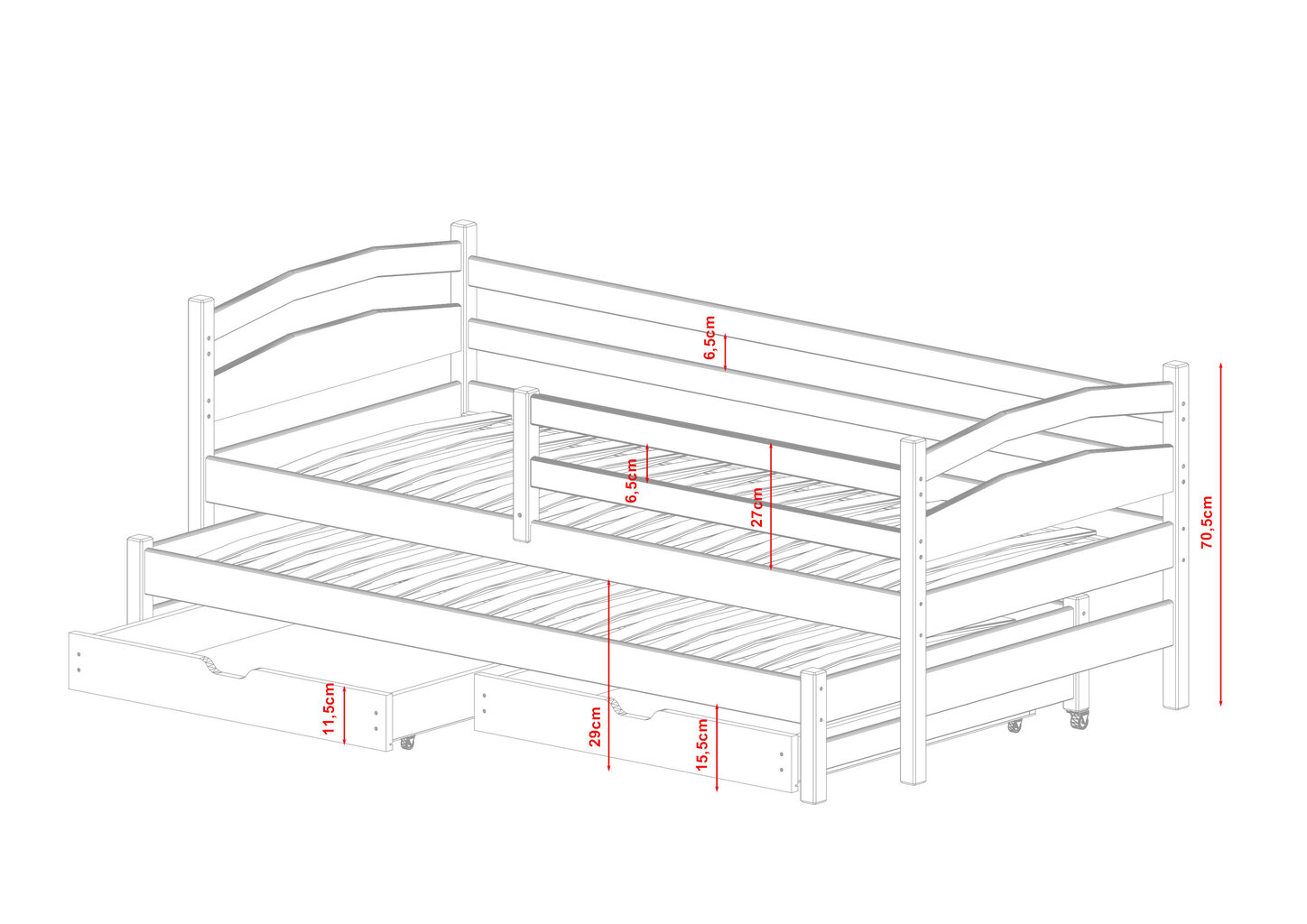 Lastensänky Tosia FURNLUX CLASSIC, 88x168x71 cm, valkoinen hinta ja tiedot | Lastensängyt | hobbyhall.fi