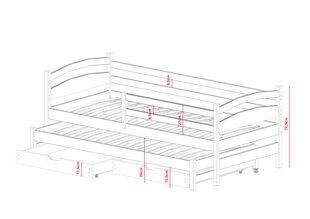 Lastensänky Tosia FURNLUX CLASSIC, 88x208x71 cm, grafiitti hinta ja tiedot | Lastensängyt | hobbyhall.fi