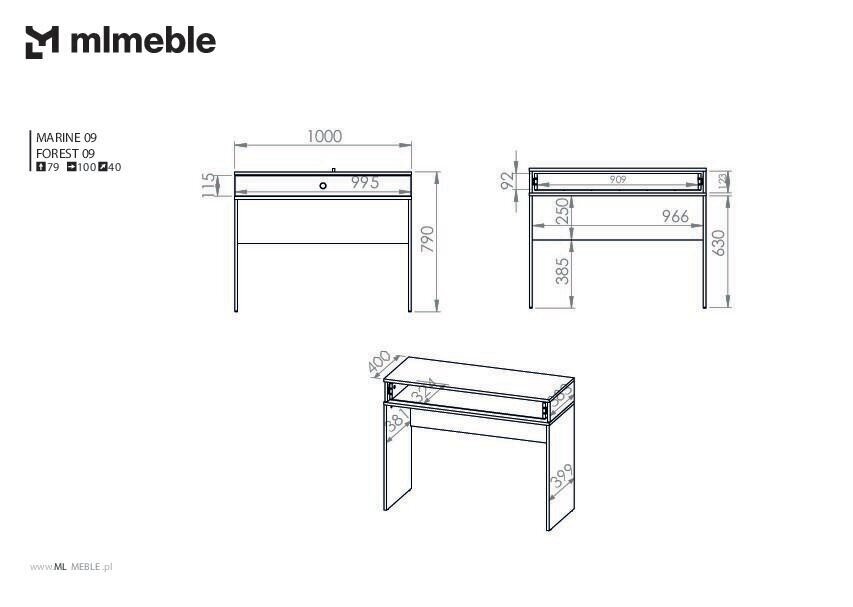 Konsolipöytä Fort FURNLUX CLASSIC, 100x40x79 cm, vihreä hinta ja tiedot | Sivupöydät | hobbyhall.fi