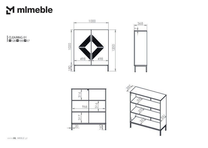 Senkki Clearing FURNLUX CLASSIC, 100x37x120 cm, valkoinen hinta ja tiedot | Olohuoneen kaapit ja lipastot | hobbyhall.fi