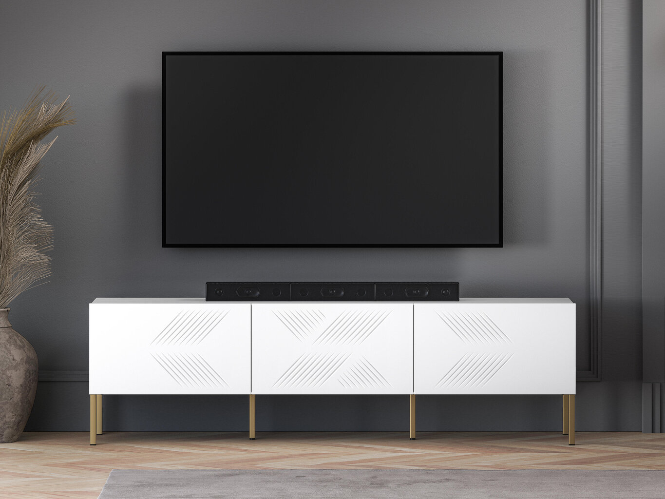 Tv-taso Clearing FURNLUX CLASSIC, 170x37x50 cm, valkoinen hinta ja tiedot | TV-tasot | hobbyhall.fi