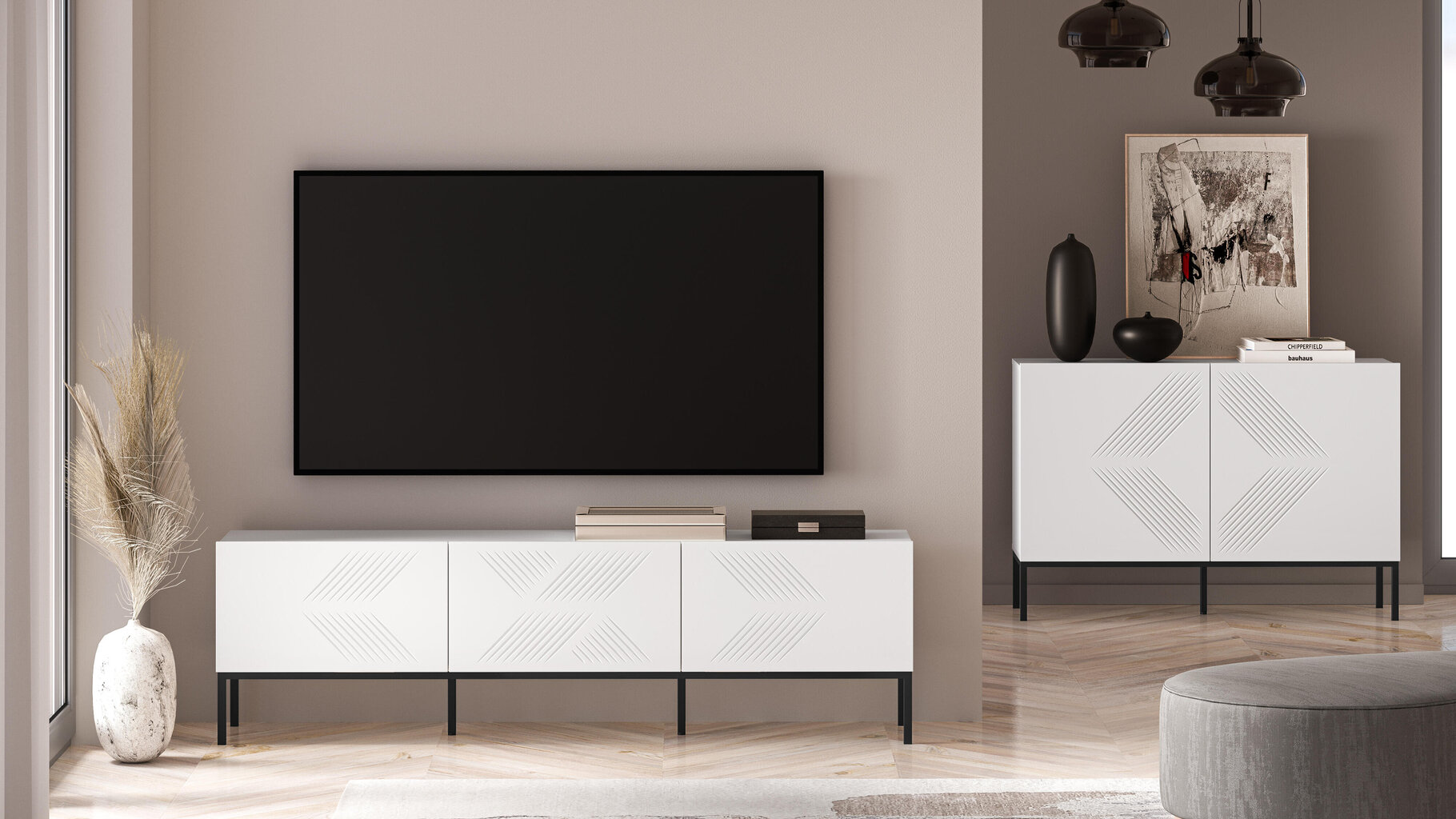 Tv-taso Clearing FURNLUX CLASSIC, 170x37x50 cm, valkoinen hinta ja tiedot | TV-tasot | hobbyhall.fi