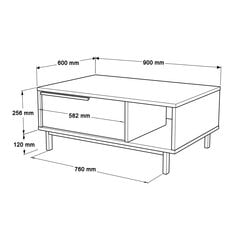 Sohvapöytä Ocean FURNLUX CLASSIC, 90x60x38 cm, valkoinen hinta ja tiedot | Sohvapöydät | hobbyhall.fi