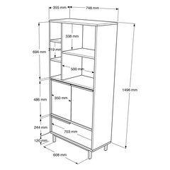 Vitriini Ocean FURNLUX CLASSIC, 75x36x162 cm, valkoinen hinta ja tiedot | Vitriinit | hobbyhall.fi