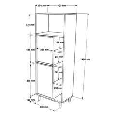 Vitriini Ocean FURNLUX CLASSIC, 60x36x162 cm, luonnollinen hinta ja tiedot | Vitriinit | hobbyhall.fi