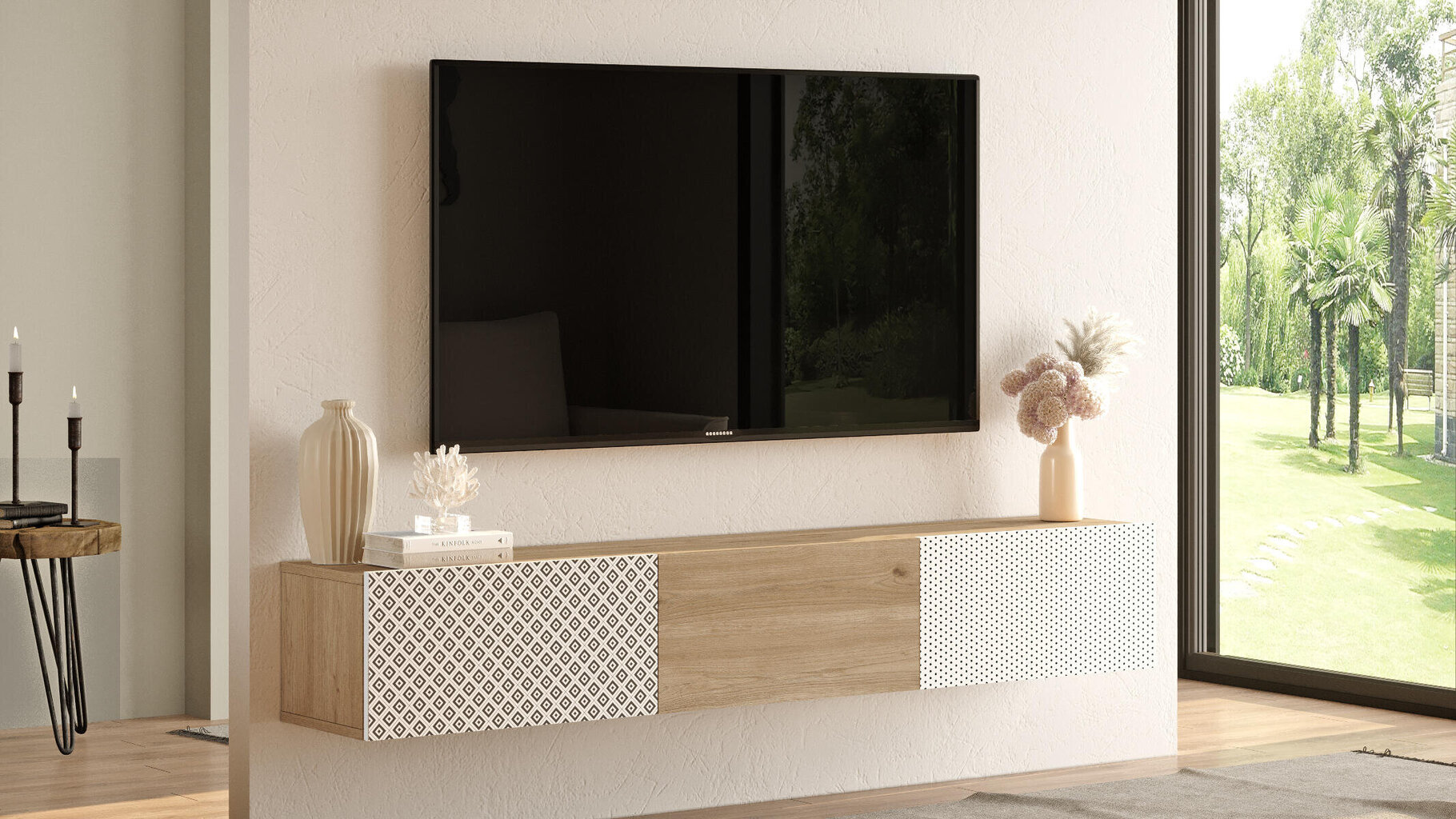 Tv-taso Crea FURNLUX CLASSIC, 180x32x29 cm, beige hinta ja tiedot | TV-tasot | hobbyhall.fi