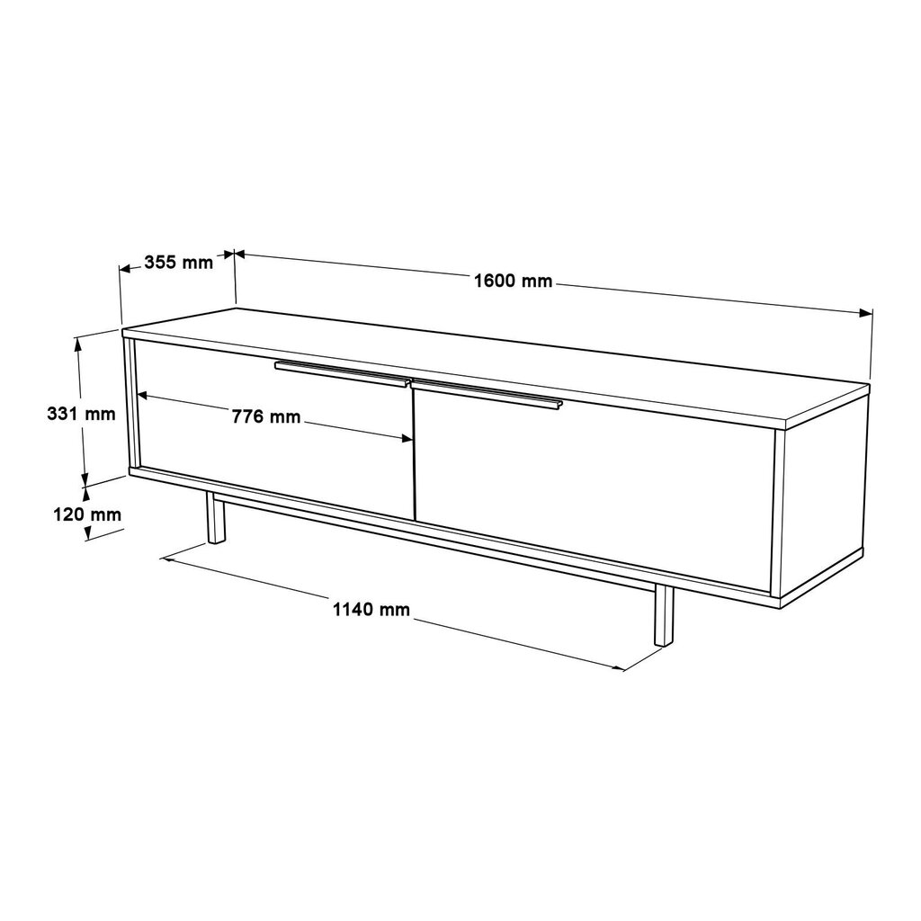 Tv-taso Ocean FURNLUX CLASSIC, 160x36x45 cm, vaaleabeige hinta ja tiedot | TV-tasot | hobbyhall.fi