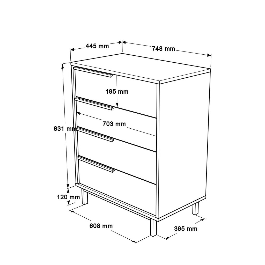 Lipasto Ocean FURNLUX CLASSIC, 75x45x95 cm, vaaleabeige hinta ja tiedot | Lipastot | hobbyhall.fi