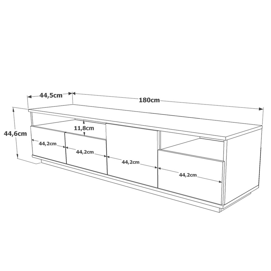 Tv-taso Future FURNLUX CLASSIC, 180x45x45 cm, harmaa hinta ja tiedot | TV-tasot | hobbyhall.fi