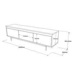 Tv-taso Luvio FURNLUX CLASSIC, 160x36x45 cm, luonnollinen hinta ja tiedot | TV-tasot | hobbyhall.fi