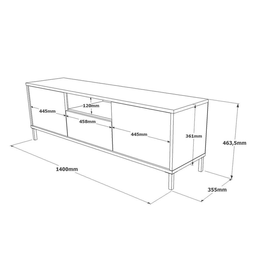 Tv-taso Luvio FURNLUX CLASSIC, 140x36x46 cm, musta hinta ja tiedot | TV-tasot | hobbyhall.fi