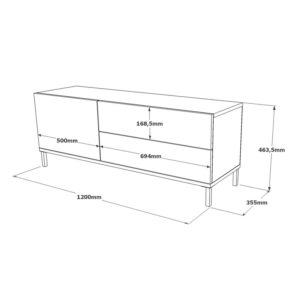 Tv-taso Luvio FURNLUX CLASSIC, 120x36x46 cm, harmaa hinta ja tiedot | TV-tasot | hobbyhall.fi