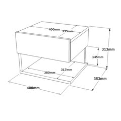 Yöpöytä Love FURNLUX CLASSIC, 40x35x31 cm, harmaa hinta ja tiedot | Yöpöydät | hobbyhall.fi