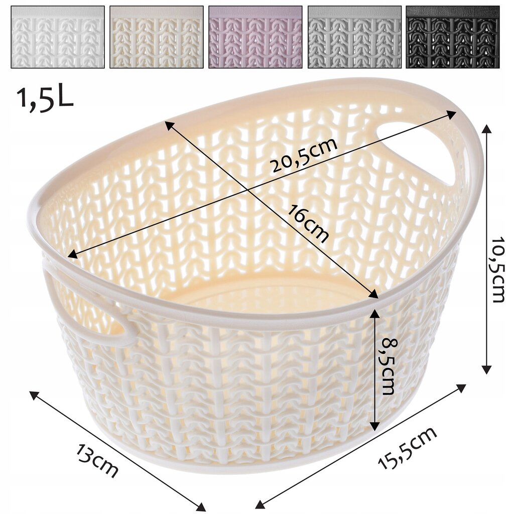 Basket Basket Container Cream 1,5L Basket Box hinta ja tiedot | Säilytyslaatikot ja -korit | hobbyhall.fi