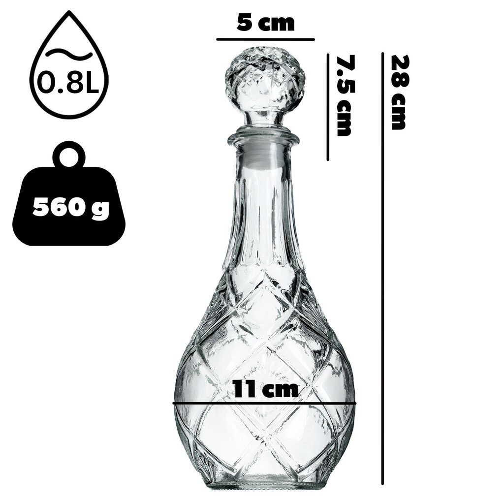 Lasipullot korkilla 6kpl 0,8L hinta ja tiedot | Lasit, mukit ja kannut | hobbyhall.fi