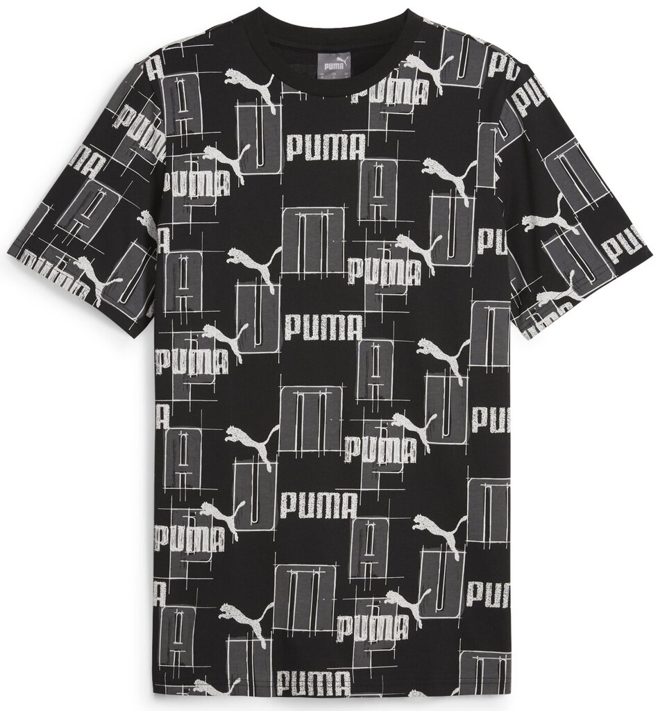 Puma T-Paita Ess+ Logo Lab Aop Black White 678982 01 678982 01/S hinta ja tiedot | Miesten puserot ja hupparit | hobbyhall.fi