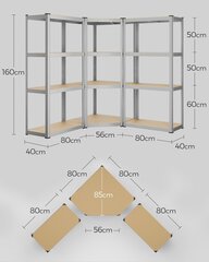 Hylly Songmics, 160 x 160 x 160 cm, hopea hinta ja tiedot | Hyllyt | hobbyhall.fi